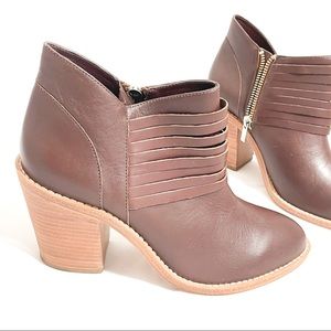 Loeffler Randall Eva Leather Ankle Stacked Heel Booties